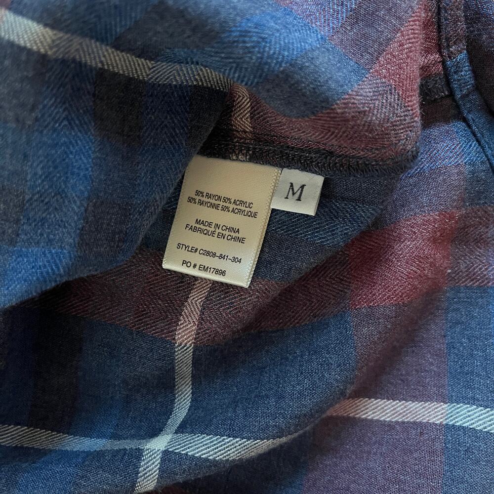 Cloth & Stone Anthropologie Aurora Plaid Long Sleeve Button Down Shirt Blue Sz M - Picture 7 of 7
